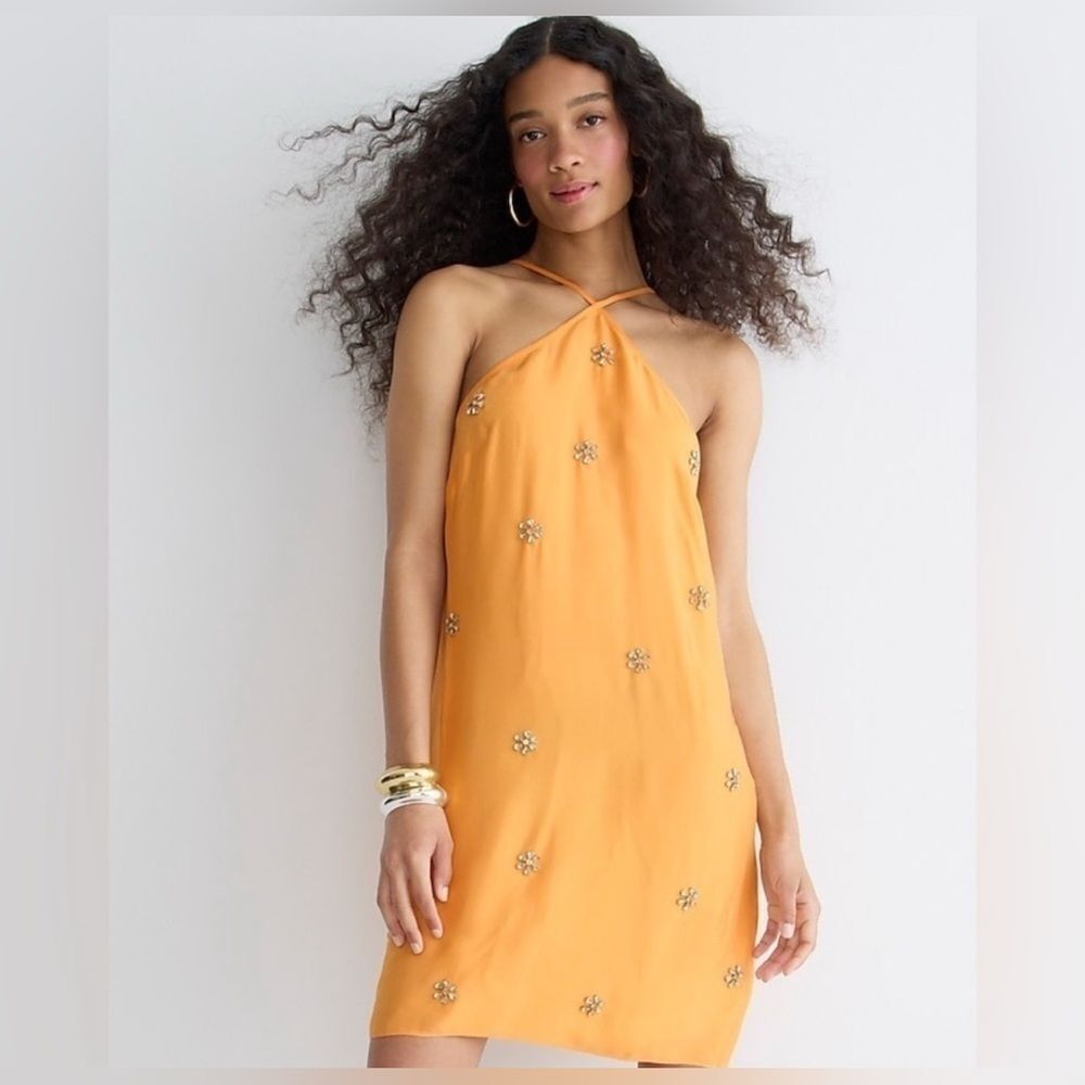 J.Crew Collection Embellished halter mini Dress cupro